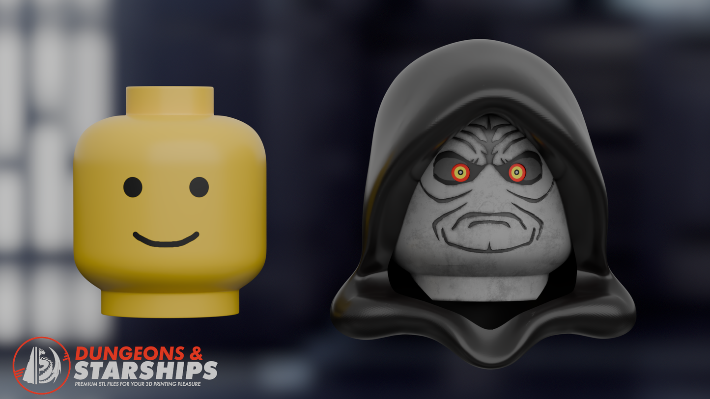 Wearable Brick-Style Emperor Palpatine Head - Star Wars